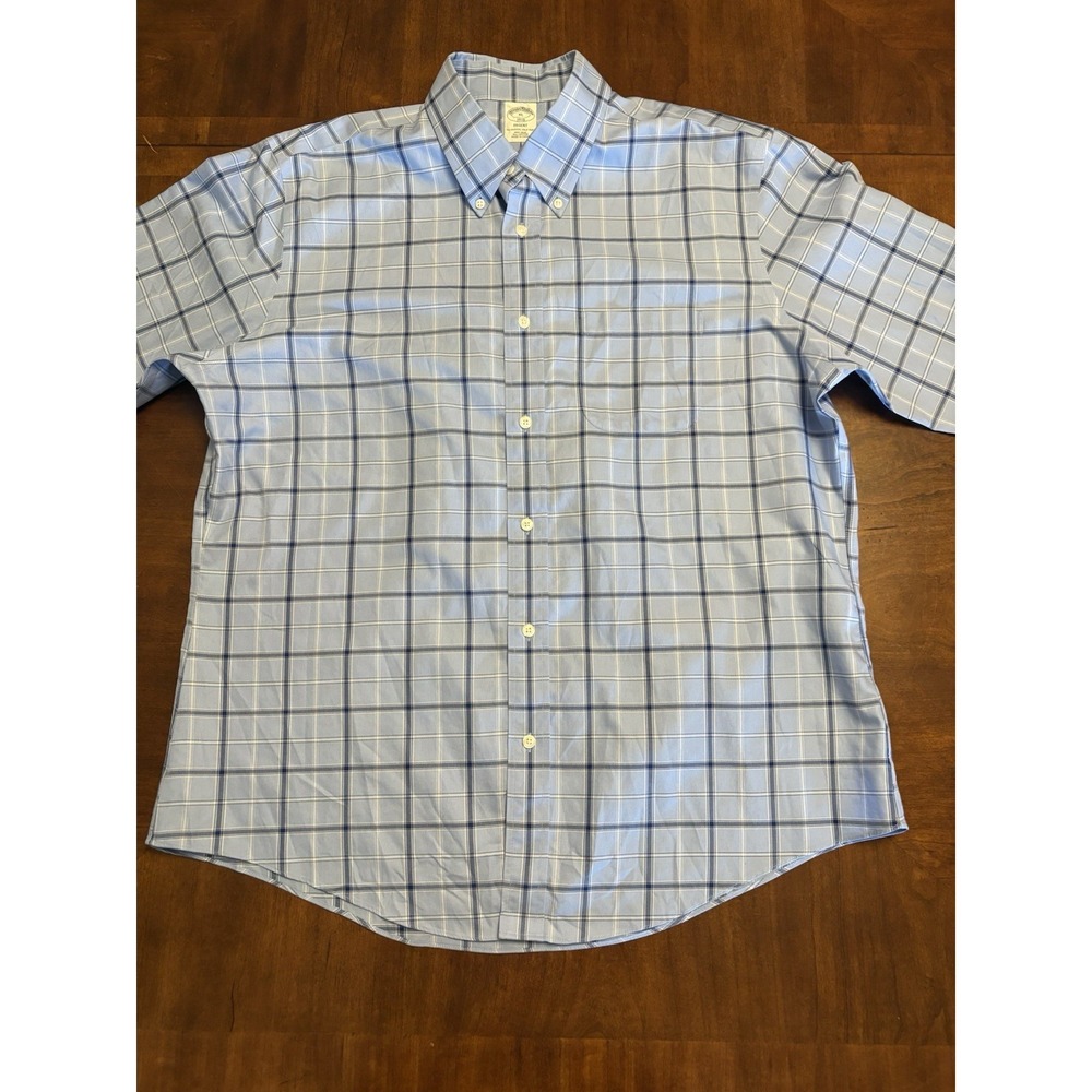 Brooks Brothers Regent Fit 1818 Blue Plaid Long Sleeve Button Down Shirt Mens XL